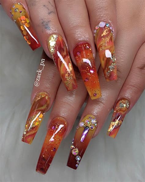 fall acrylic nail art